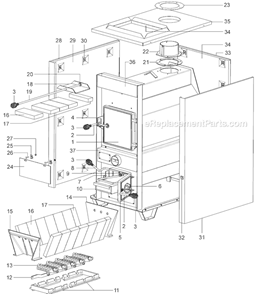 Page A Diagram and Parts List for 1602R  US Stove Company Furnace